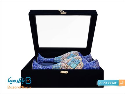 باکس ست گلدان مسی میناکاری 25 سانتیمتری