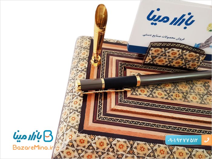 جا قلمی دو تایی رومیزی خاتم کاری