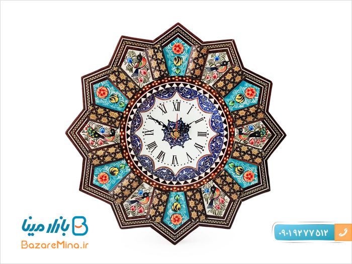 ساعت دیواری میناکاری و خاتم کاری اصفهان