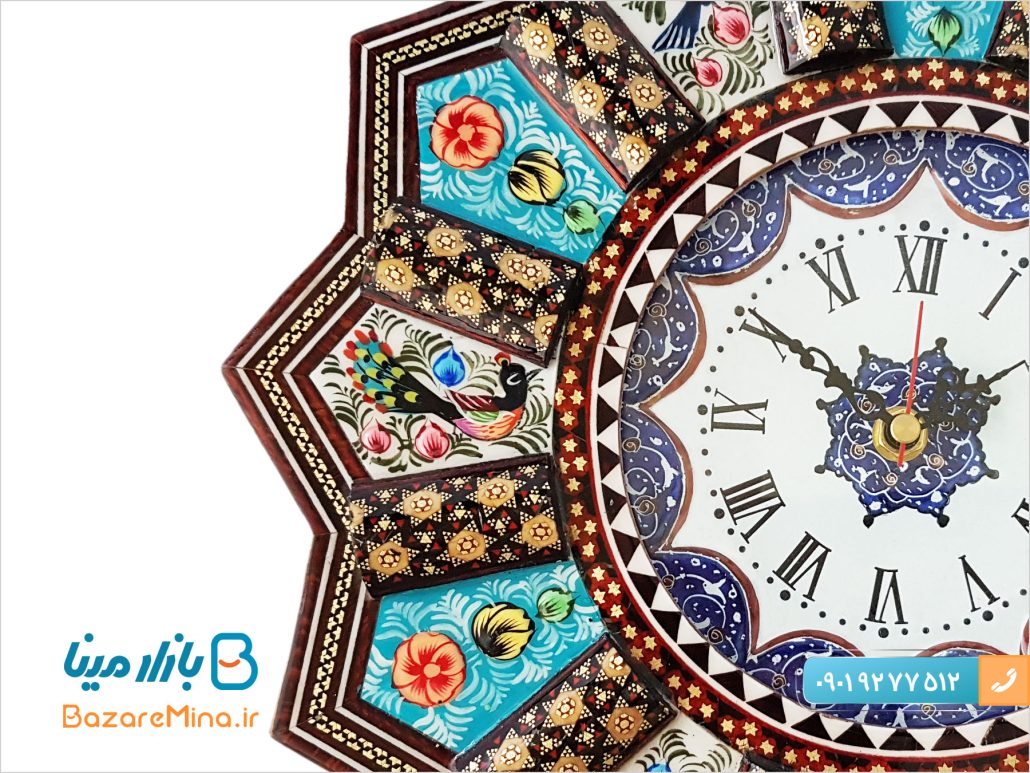 ساعت دیواری میناکاری و خاتم کاری اصفهان