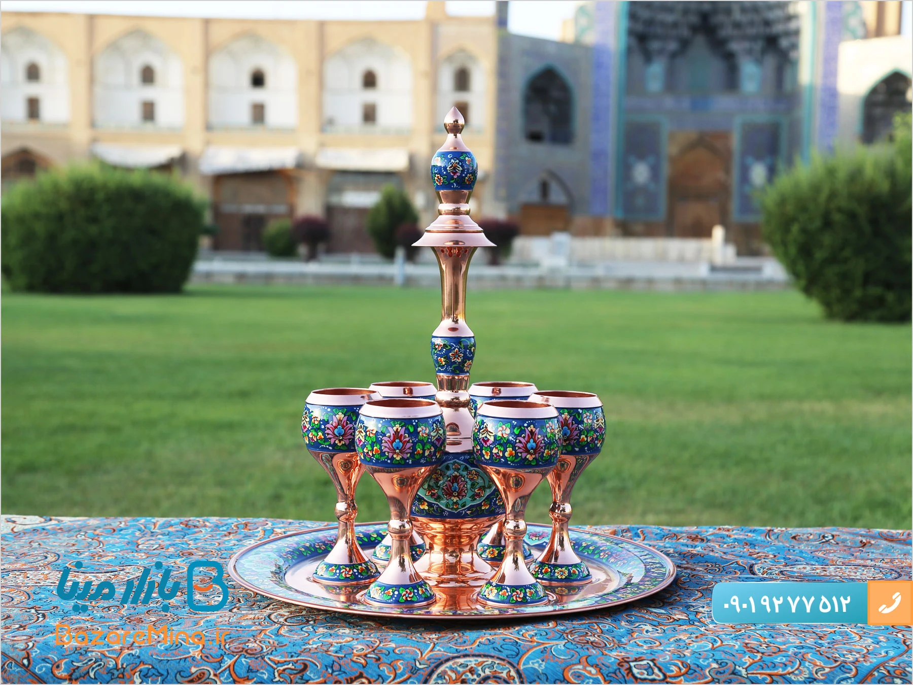 مس و پرداز اصفهان از محبوب ترین صنایع دستی نصف جهان سرویس شربت خوری مس و پرداز اصفهان