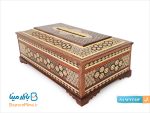 جعبه دستمال کاغذی خاتم کاری درب لولایی
