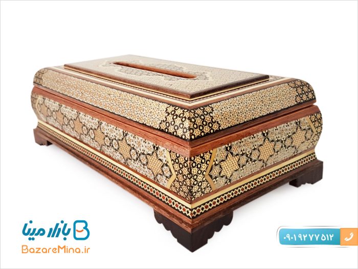 جا دستمال کاغذی خاتم کاری اصفهان