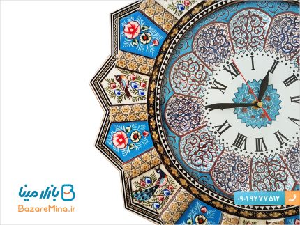 ساعت دیواری خاتم با صفحه میناکاری شده