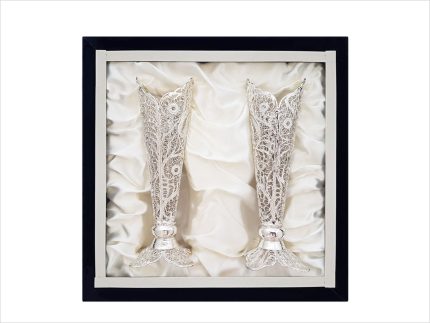 ست دوتایی گلدان مدادی ملیله کاری سایز 1