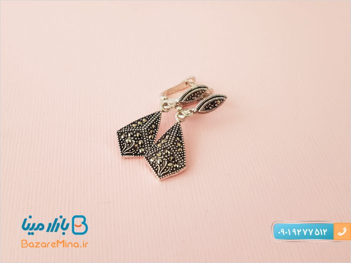 نیم ست نقره سیاه قلم مدل کرواتی