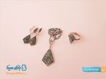 نیم ست نقره سیاه قلم مدل کرواتی