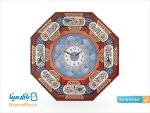 ساعت گل و مرغ خاتمکاری شده برجسته هشت گوش