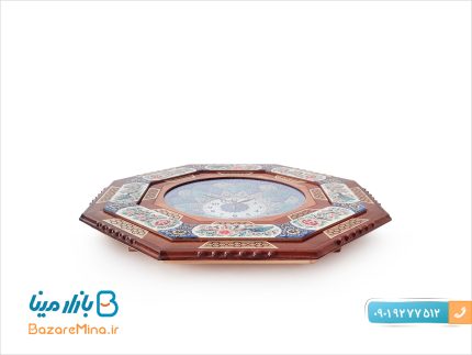 ساعت گل و مرغ خاتمکاری شده برجسته هشت گوش