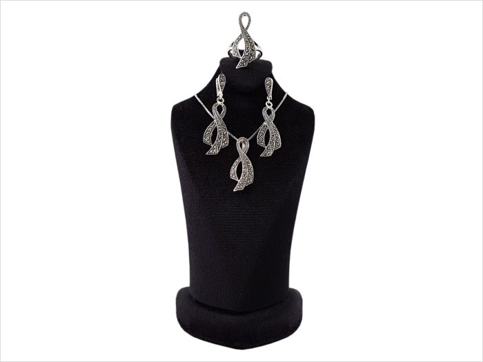 نیم ست نقره سیاه قلم مدل نسیم