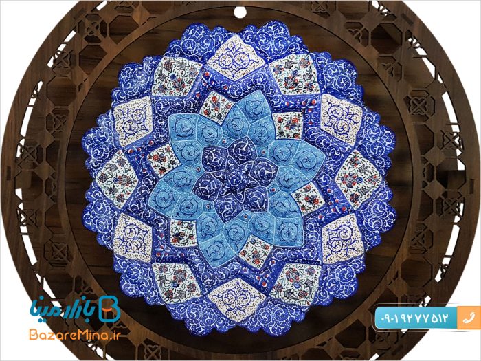 قاب گرد میناکاری اصفهان قطر 25 سانتی