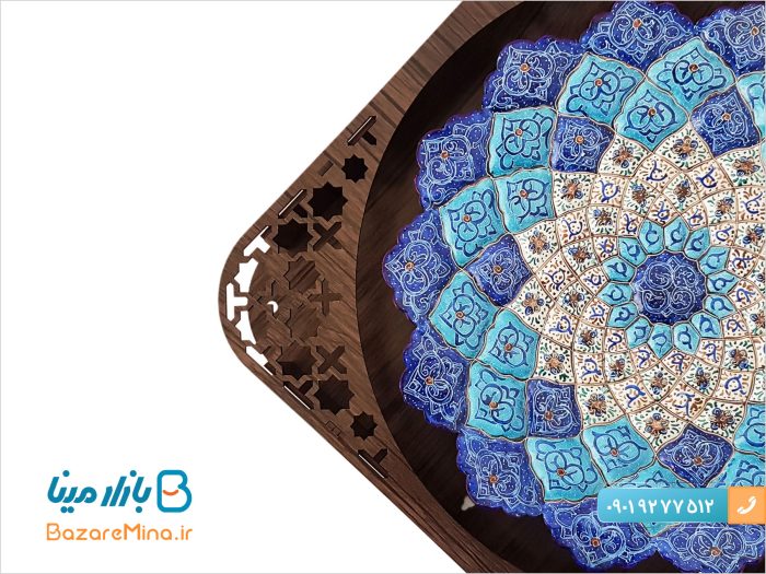 قاب چوبی بشقاب میناکاری قطر 30 سانتی