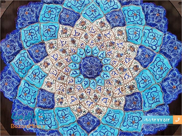 قاب چوبی بشقاب میناکاری قطر 30 سانتی