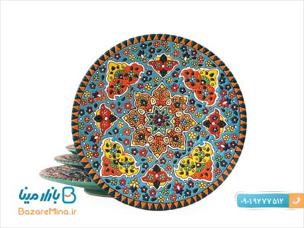 بشقاب سفالی میناکاری قطر 20 سانتی