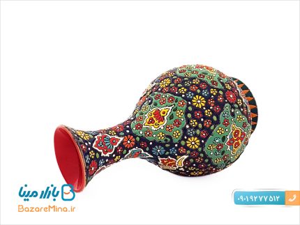 گلدان میناکاری روی سفال ارتفاع 22 سانتی