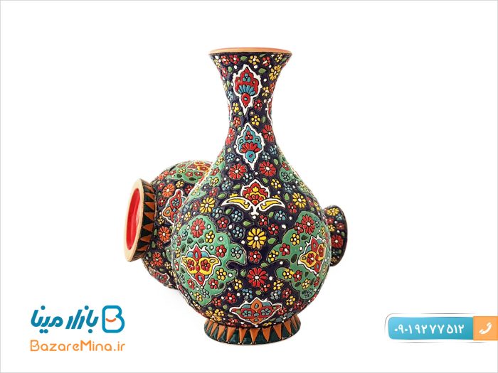 گلدان میناکاری روی سفال ارتفاع 22 سانتی