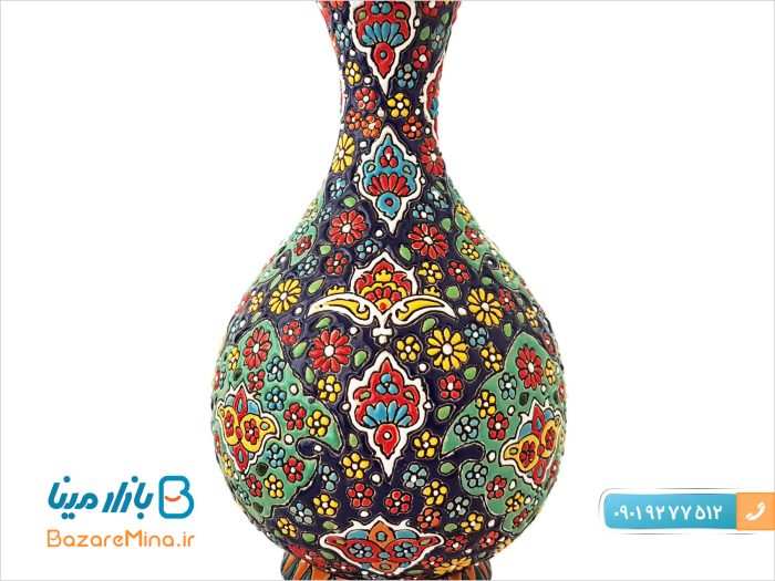 گلدان میناکاری روی سفال ارتفاع 22 سانتی