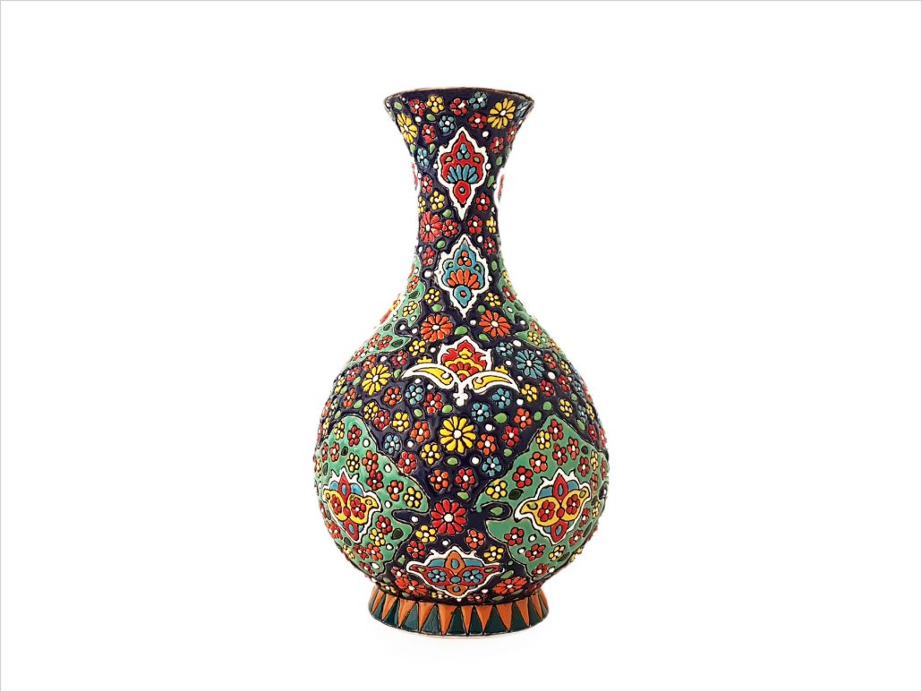 گلدان میناکاری روی سفال ارتفاع 22 سانتی