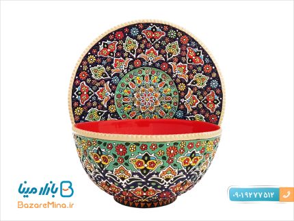 کاسه و بشقاب سفالی میناکاری