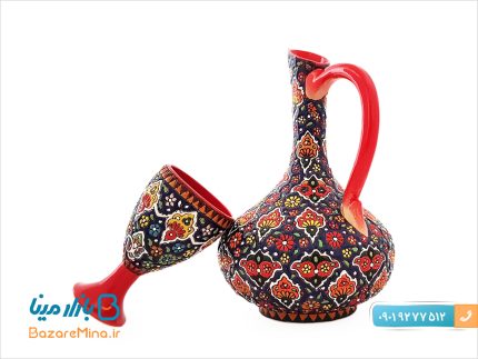 پارچ و جام سفالی میناکاری