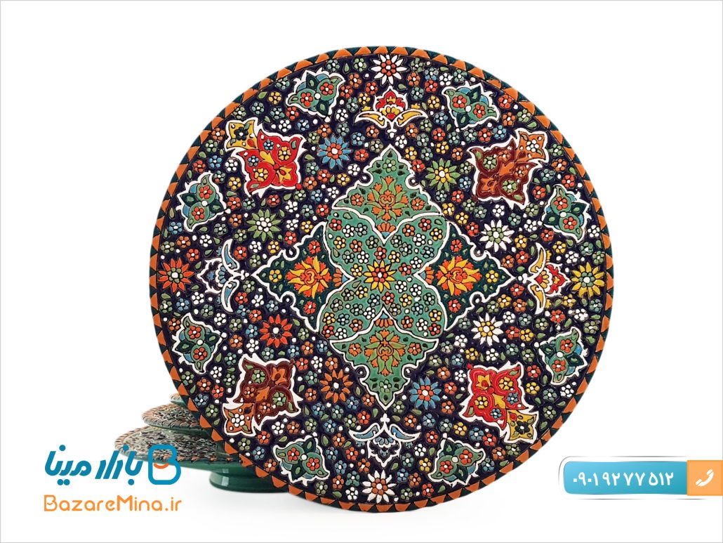 بشقاب سفالی میناکاری اصفهان قطر 30 سانتی