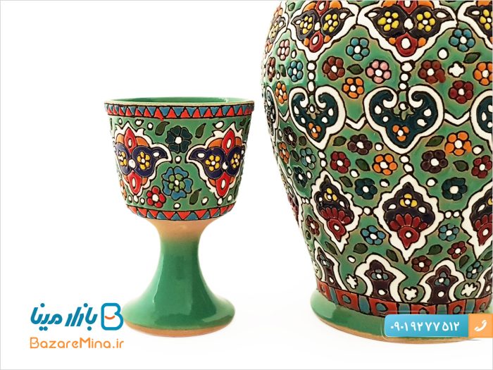 سرویس تنگ و جام سفالی میناکاری شده