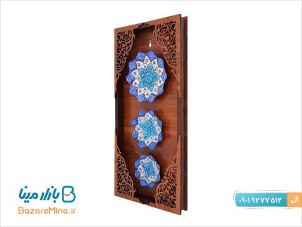 قاب چوبی سه بشقاب میناکاری اصفهان