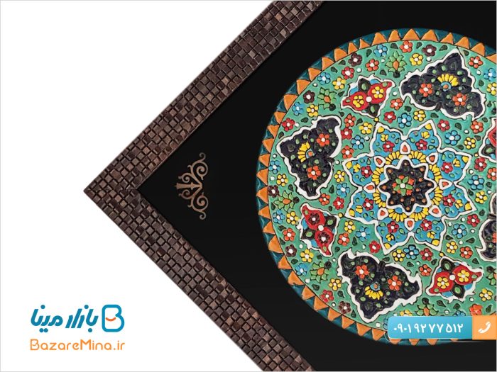 قاب بشقاب میناکاری روی سفال قطر 20 سانتی