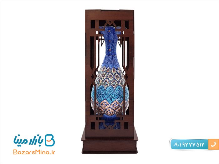 جعبه چوبی گلدان میناکاری ارتفاع 25 سانتی