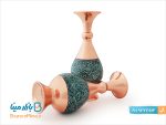 گلدان فیروزه کوبی مسی 16 سانتی متری