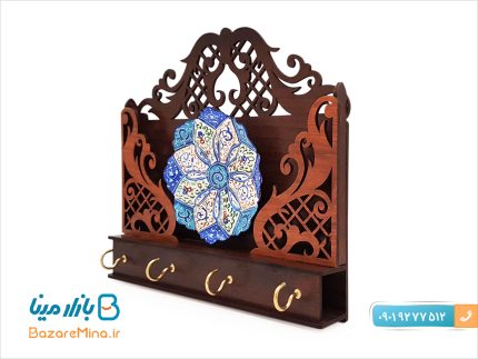 جا کلیدی دیواری چوب و میناکاری