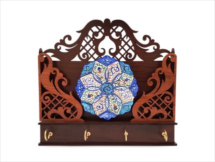 جا کلیدی دیواری چوب و میناکاری