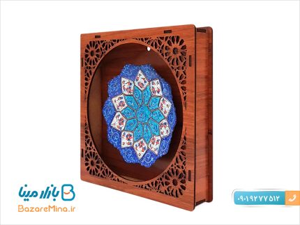تابلو میناکاری چوبی طرح مشبک سایز کوچک