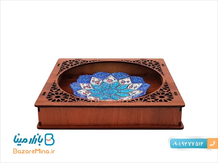 تابلو میناکاری چوبی طرح مشبک سایز کوچک