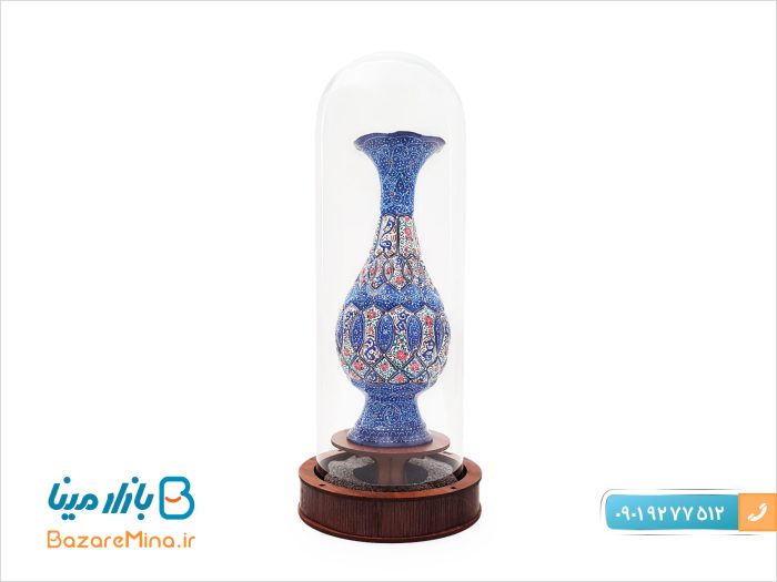 تندیس گلدان میناکاری با حباب شیشه ایی