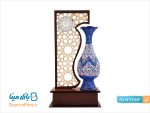 تندیس گلدان میناکاری 20 سانتی با ساعت