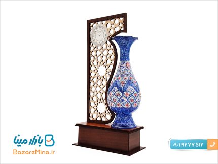 تندیس گلدان میناکاری 20 سانتی با ساعت