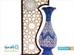 تندیس گلدان میناکاری 20 سانتی با ساعت