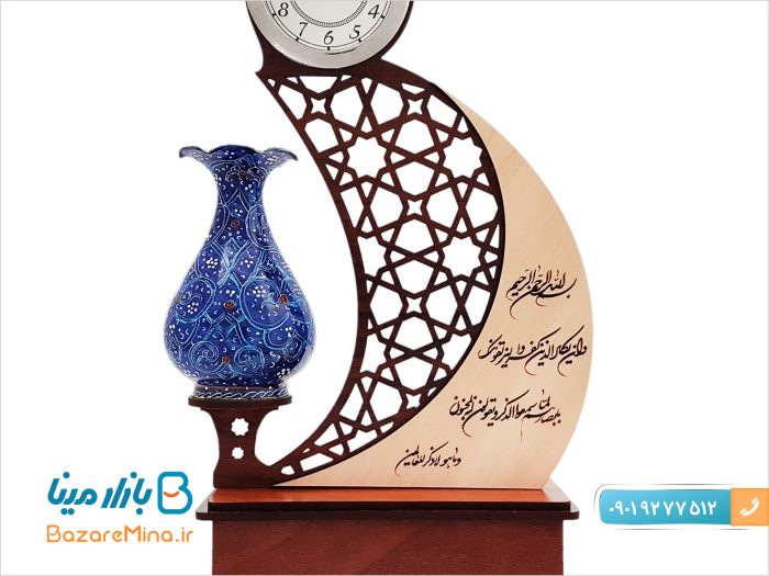تندیس ساعت دار میناکاری طرح ماهرخ
