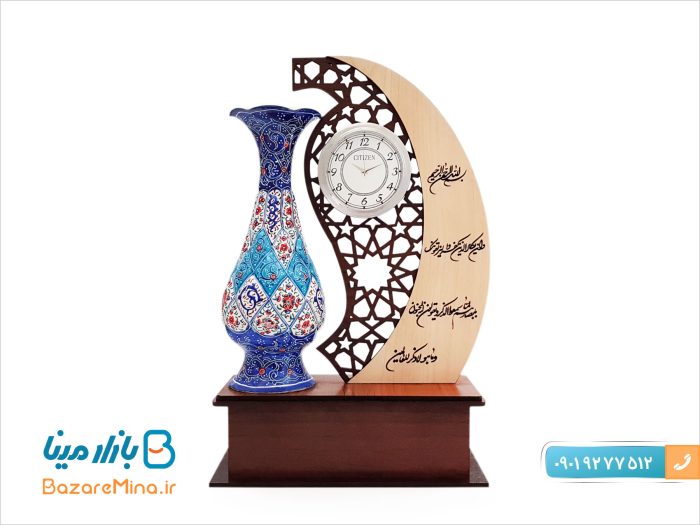 تندیس میناکاری مهر و ماه با ساعت
