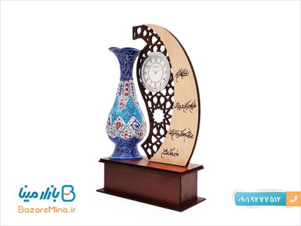 تندیس میناکاری مهر و ماه با ساعت