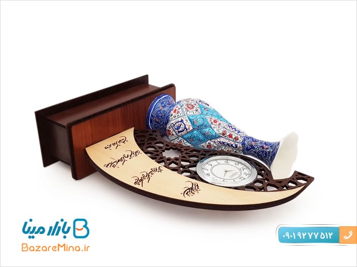 تندیس میناکاری مهر و ماه با ساعت