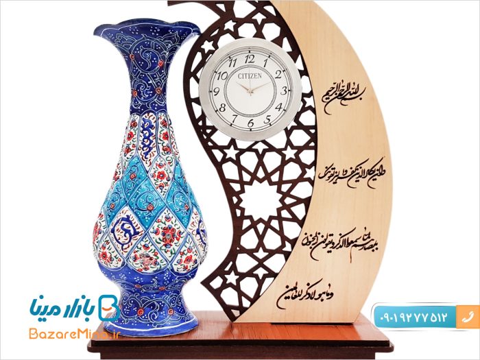 تندیس میناکاری مهر و ماه با ساعت