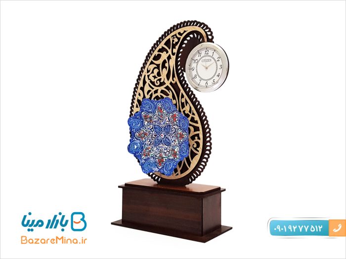 تندیس میناکاری ساعت دار نقش جهان