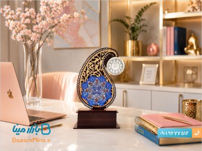تندیس میناکاری ساعت دار نقش جهان
