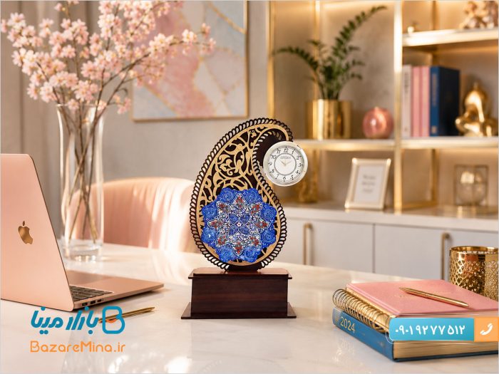 تندیس میناکاری ساعت دار نقش جهان