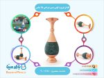گلدان فیروزه کوبی مسی صراحی 25 سانتی متری
