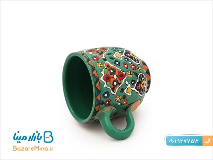 لیوان میناکاری سفالی دسته دار