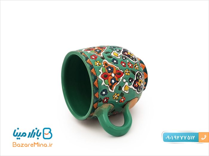 لیوان میناکاری سفالی دسته دار