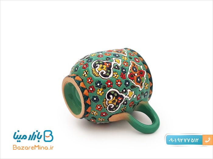لیوان میناکاری سفالی دسته دار